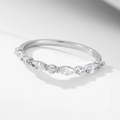 Elegant s925 silver eternity ring set with alternating marquise and round cut cubic zirconia - US 5 / Band Ring / White