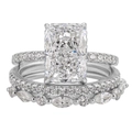 Three-piece S925 silver ring set featuring radiant-cut zircon and shimmering diamond bands - US 5 / Three-Piece Set / White