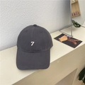 Deep grey baseball cap with white number 7 embroidery on a minimalist white surface - 56-62cm / Gray