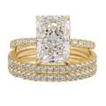 Three-piece S925 sterling silver ring set with radiant cut zircon and gold plating - US 5 / Three-Piece Set / Gold