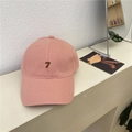 Pink cotton baseball cap with number 7 embroidery for large head circumferences - 56-62cm / Pink