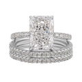 Sparkling S925 sterling silver three-piece ring set with radiant cut ice zircon stones - US 5 / Three-Piece Set / White