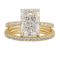 S925 sterling silver bridal set with radiant cut zircon and gold plating - US 5 / 2-Piece Set / Gold