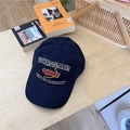 Dark blue cotton baseball cap with intricate fashion embroidery on a wooden table - 56-58cm / Navy Blue