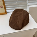 Vintage brown corduroy newsboy cap for women in a retro minimalist indoor setting - 56-59cm (Adjustable) / Coffee