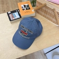 Morandi blue baseball cap with FASHION STATEMENT embroidery on soft cotton fabric - 56-58cm / Blue