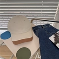 Contrast color baseball cap in beige and brown, featuring wide brim and cotton canvas material - 56-60cm (Adjustable) / Beige Khaki