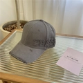 Distressed dark gray cotton baseball cap with PEACE embroidery and frayed vintage details - 57-62cm (Adjustable) / Gray