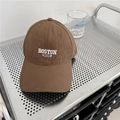 Deep brown cotton baseball cap with Boston 1630 letter embroidery on a metal cart - 56-62cm Adjustable / Coffee