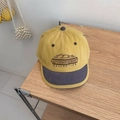 Kontrast-Baseballcap in Senfgelb und Marineblau mit gesticktem Bergsymbol - 56-58cm Verstellbar / Gelb
