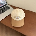 Cappellino vintage con corona beige e visiera marrone con ricamo di montagna - 56-58cm / Beige Cachi