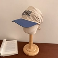 Berretto a bandana beige e blu con ricamo laterale e lacci regolabili sul retro - 56-58cm Regolabile / Beige Cachi