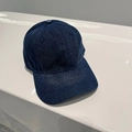 Classic dark blue denim baseball cap with six-panel design and curved brim for sun protection - 57-62cm (Adjustable) / Dark Blue