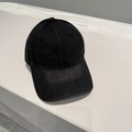 Classic washed black denim baseball cap with curved brim and minimalist plain design - 57-62cm (Adjustable) / Black