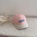 Pink and beige short brim baseball cap with custom embroidery and breathable fabric - Adult: 56-58cm / Pink