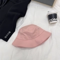 Unisex light pink cotton bucket hat for wide heads with stitched brim and casual style - 56-60cm / Pink
