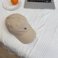 Unisex beige cotton baseball cap with RH letter embroidery on white fabric background - 56-58cm Adjustable / Beige Khaki