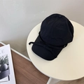 Black lightweight baseball cap featuring a sweet ribbon bow and wide brim design - 56-59cm(Adjustable) / Black
