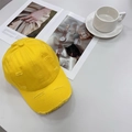 Casquette de baseball en coton jaune vintage avec détails usés de style urbain - 56-59cm (Réglable) / Jaune Vif