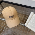 Distressed khaki baseball cap with blue embroidery and vintage ripped details - Normal Circumference: 56-60cm [Adjustable] / Camel