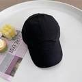 Minimalist plain black short brim baseball cap in cotton canvas with neutral style - 56-59cm (Adjustable) / Black
