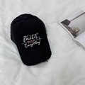 Gorra de béisbol de algodón negro desgastado con bordado 3D Faith OVER Everything - 56-59cm (Ajustable) / Negro