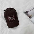 Gorra vintage marrón oscuro con bordado Faith Over Everything y visera con efecto desgastado - 56-59cm (Ajustable) / Café