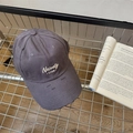Deep grey distressed vintage baseball cap with Naivety 1768 embroidery and torn details - Normal Circumference: 56-60cm [Adjustable] / Gray
