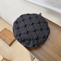 Japanese style black beret for women featuring 3D pleated texture and bow detail - 56-58cm Adjustable / Black