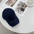 Distressed dark blue baseball cap with frayed hole design and adjustable soft crown - 56-59cm (Adjustable) / Navy Blue