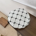 Japanese style white seersucker beret featuring black lattice and bowknot accents - 56-58cm Adjustable / Off-white