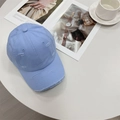Distressed light blue cotton baseball cap with vintage ripped details and curved brim - 56-59cm (Adjustable) / Light Blue