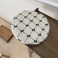 Japanese style beret in beige with black diamond grid and bowknot ribbon accents - 56-58cm Adjustable / Grey Khaki