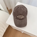 Distressed dark grey washed cotton baseball cap with Urban Future Axioms embroidery - Coffee