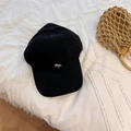 Black cotton baseball cap with white fox embroidery on a classic six-panel crown - 56-58cm Adjustable / Black