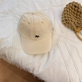 Cream cotton baseball cap featuring minimalist black fox embroidery and curved brim - 56-58cm Adjustable / Beige