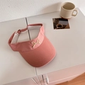 Pink open top sun hat with embroidered bow and adjustable strap for women - 56-58cm Adjustable / Pink