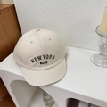 Berretto da baseball in cotone crema con ricamo nero New York 1987 in rilievo - 56-58cm / Beige