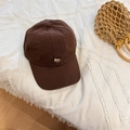 Dark brown cotton baseball cap with cute fox embroidery in a vintage Korean style - 56-58cm Adjustable / Coffee