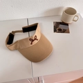 Warm khaki open top sun hat for women featuring a dark brown bow and adjustable strap - 56-58cm Adjustable / Khaki