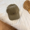 Army green cotton baseball cap featuring detailed fox embroidery and curved brim style - 56-58cm Adjustable / Army Green