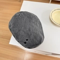 Dark grey washed denim beret featuring vintage cross stitch details on a white table - 56-58cm / Gray