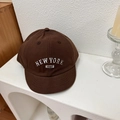 Dark brown baseball cap with white New York 1987 embroidery and short curved brim - 56-58cm / Coffee