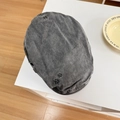 Washed dark grey cotton newsboy cap with vintage finish and embroidered 'X' detail - 56-58cm / Dark Grey