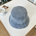 Bob en jean bleu-gris délavé avec broderie de lettres BDMYFFI et design élégant chic - 56-58cm / Bleu clair