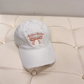 White baseball cap with pink butterfly embroidery and My Love Darling text detail - 56-58cm Adjustable / White