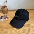Distressed black cotton baseball cap with monoomi embroidery for a vintage aesthetic - 56-58cm Adjustable / Black