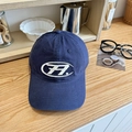 Casquette de baseball en coton bleu foncé avec broderie ovale sur bois clair - Bleu Marine