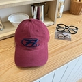 Casquette de baseball rétro bordeaux en coton avec broderie bleu marine sur bois - Bordeaux