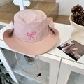 Sombrero de sol rosa de secado rápido con lazo bordado y correa ajustable para mujer - 56-58cm / Rosa